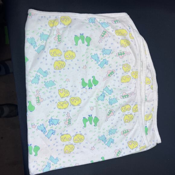 Creme de la Creme Cotton Baby Receiving Blanket Farm Animal Print Lovey - Picture 2 of 6